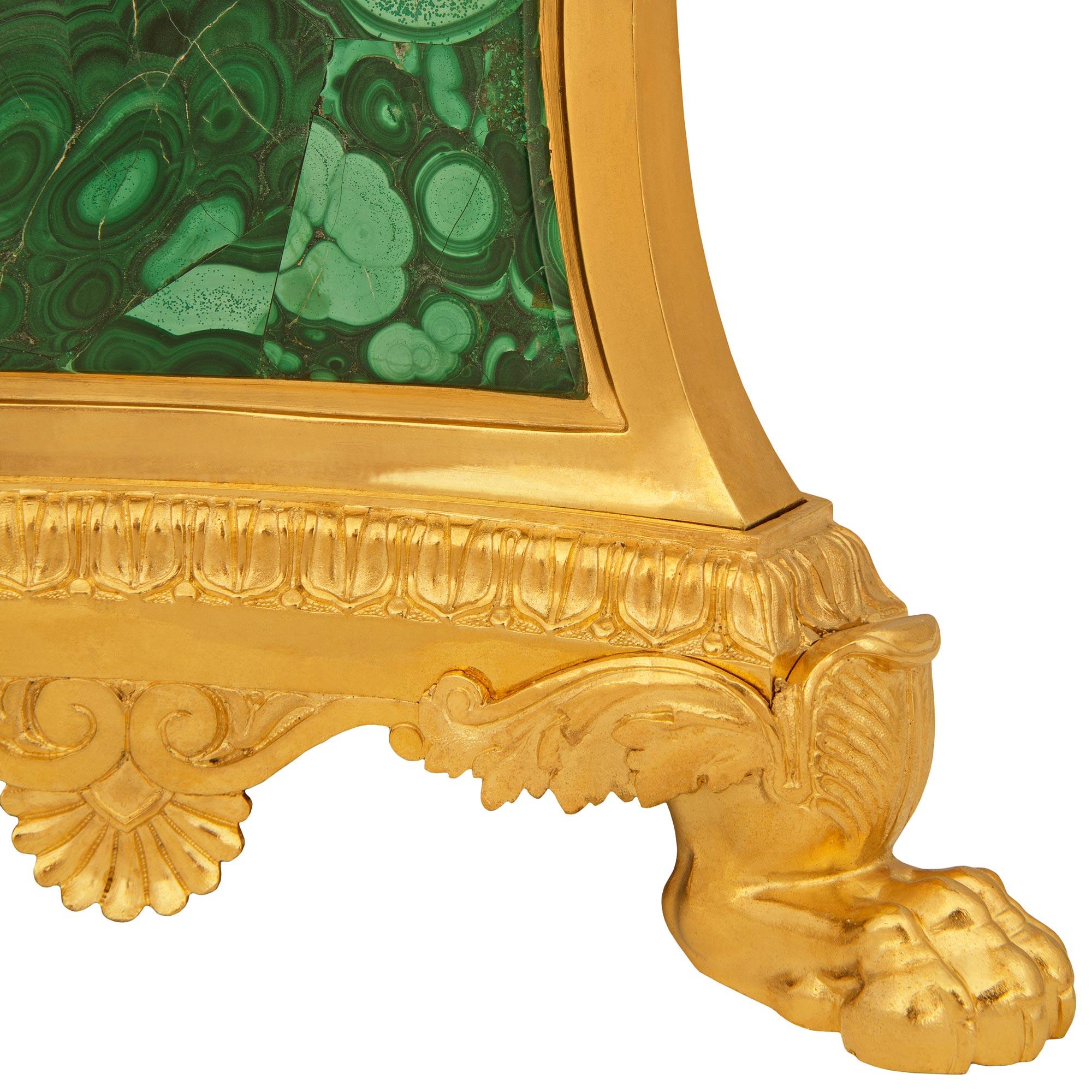 pair of French 19th century Charles X st. Ormolu and Malachite floor lamps For Sale 3