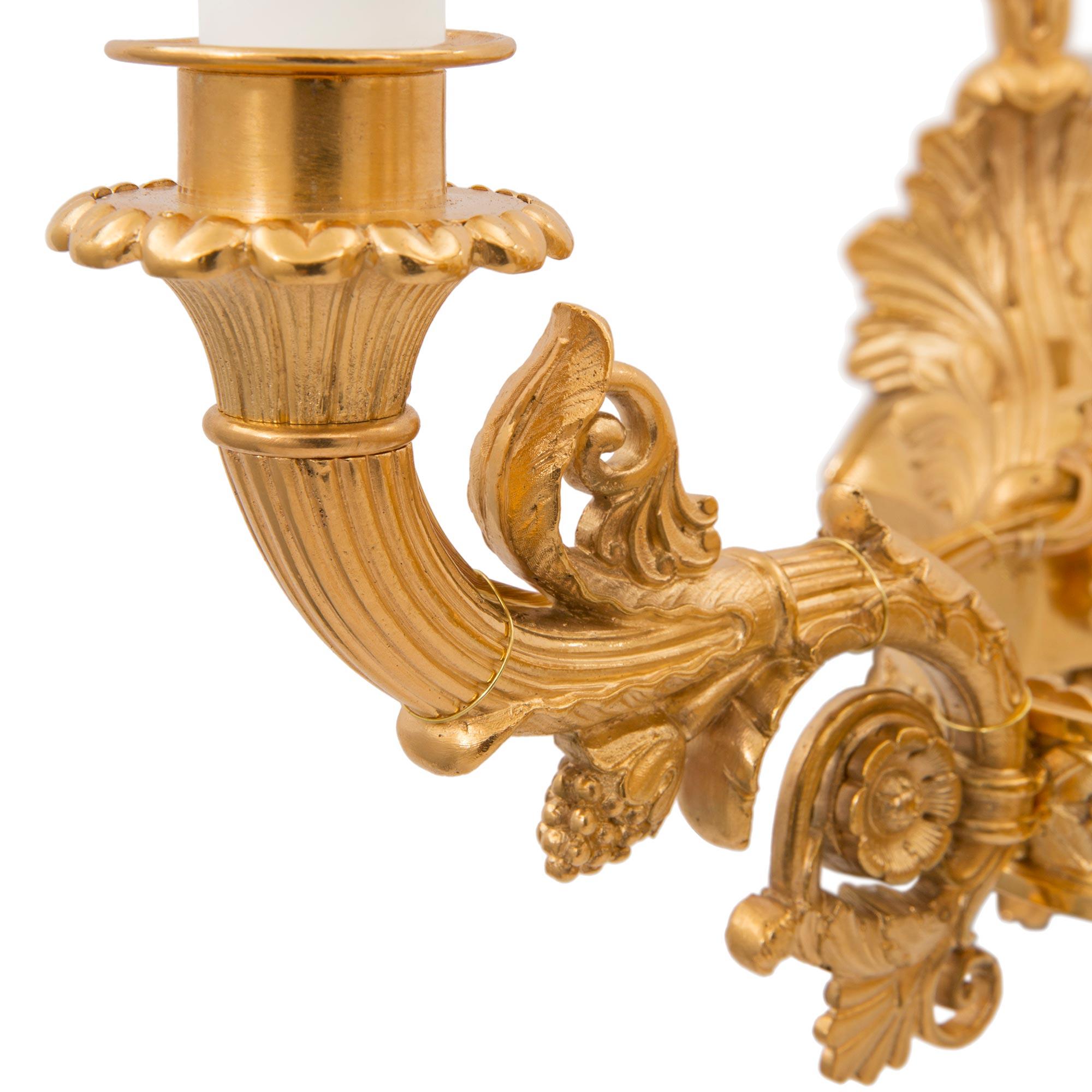 Pair of French 19th Century Charles X St. Ormolu Sconces For Sale 2