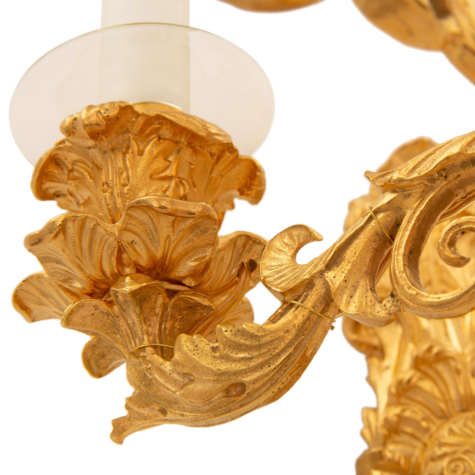 Pair of French 19th Century Charles X St. Ormolu Sconces For Sale 4