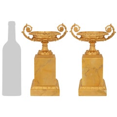 pair of French 19th century Charles X st. Sienna Marble and Ormolu tazzas