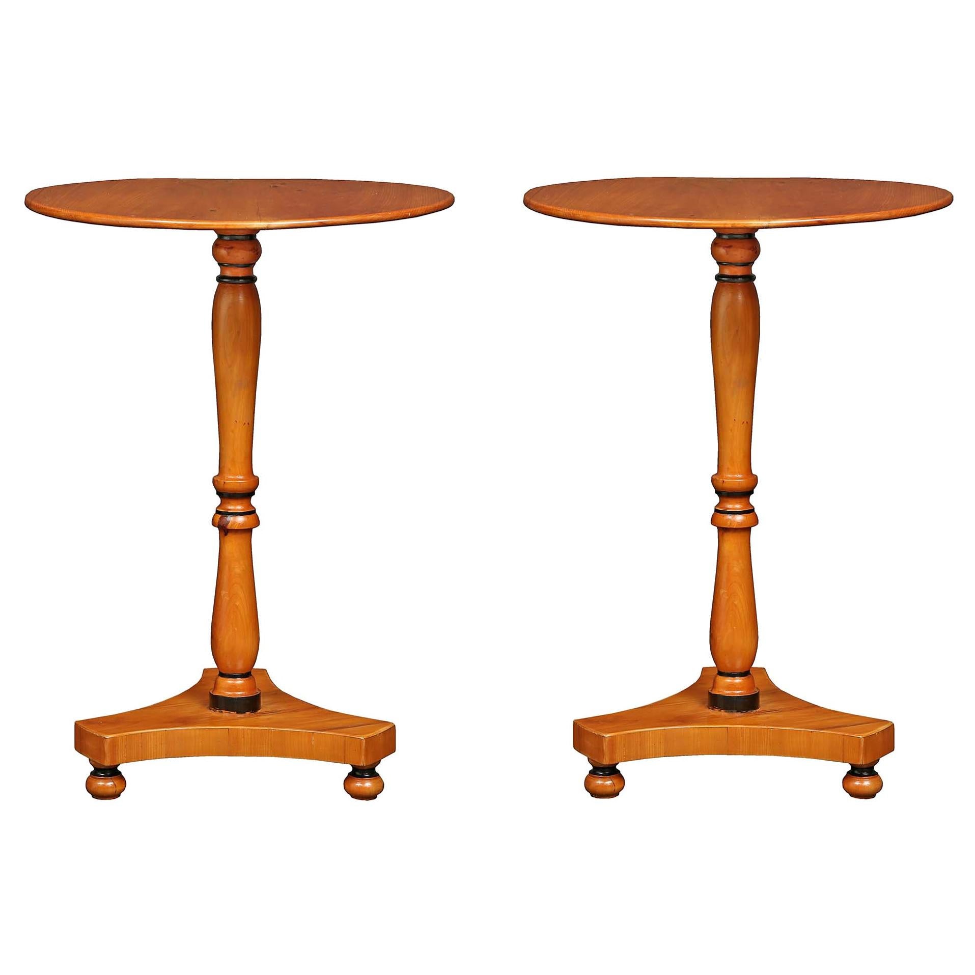 Pair of French 19th Century Charles X St. Yew Wood Side Tables For Sale