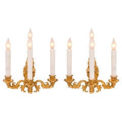 Pair of French 19th Century Charles X Style Ormolu Sconces