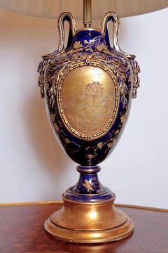 Pair of French 19th Century Choisy Le Roy Porcelain Urn Lamps