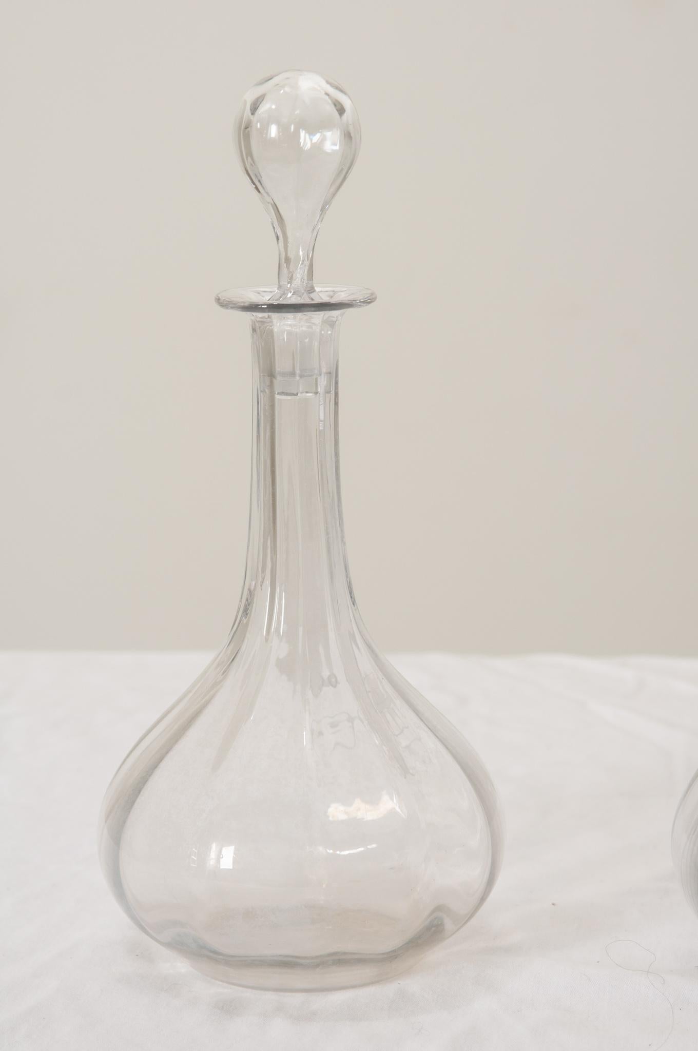 Other Pair of  French 19th Century Clear Glass Decanters