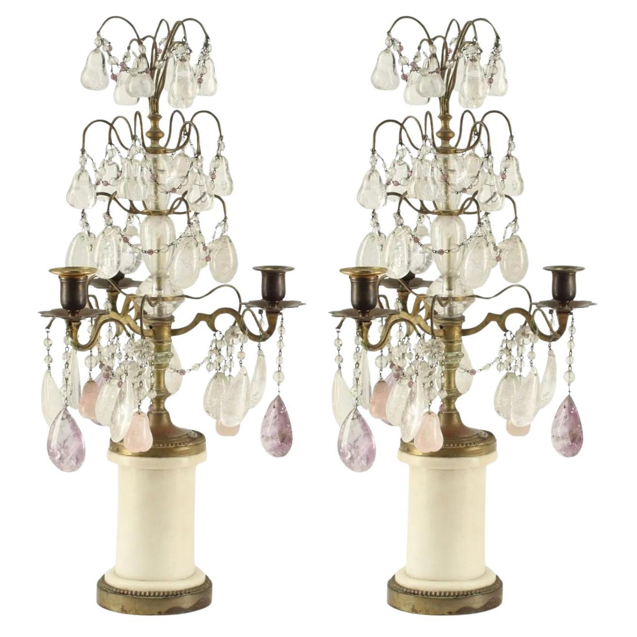 Pair of French 19th Century Continental Gilt Bronze Girandoles