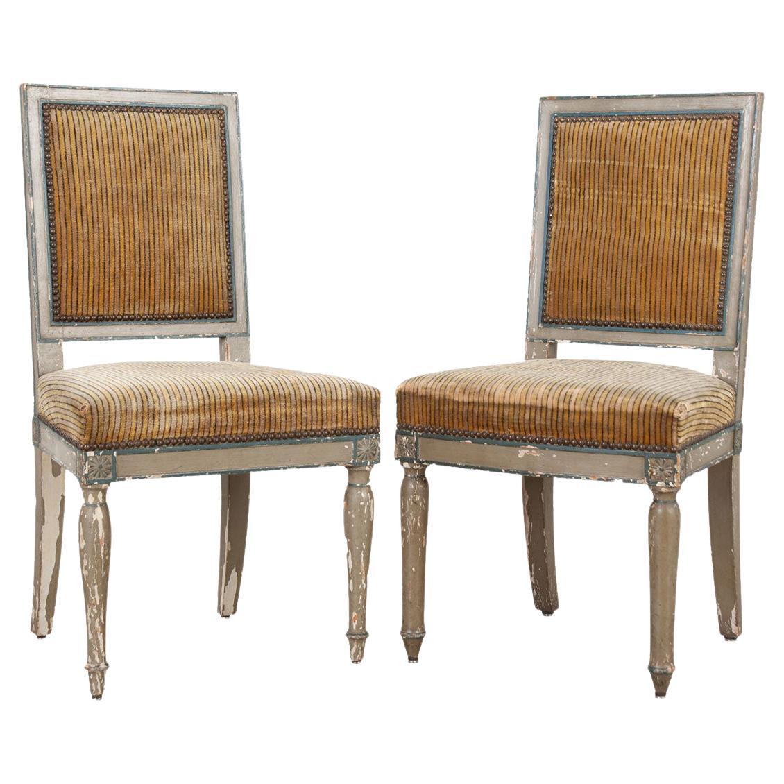 Pair of French 19th Century Directoire Chairs