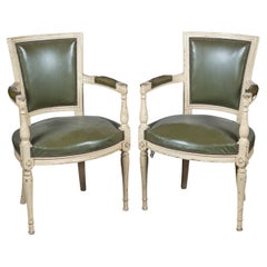 Pair of French 19th Century Directoire Re-painted Fauteuils