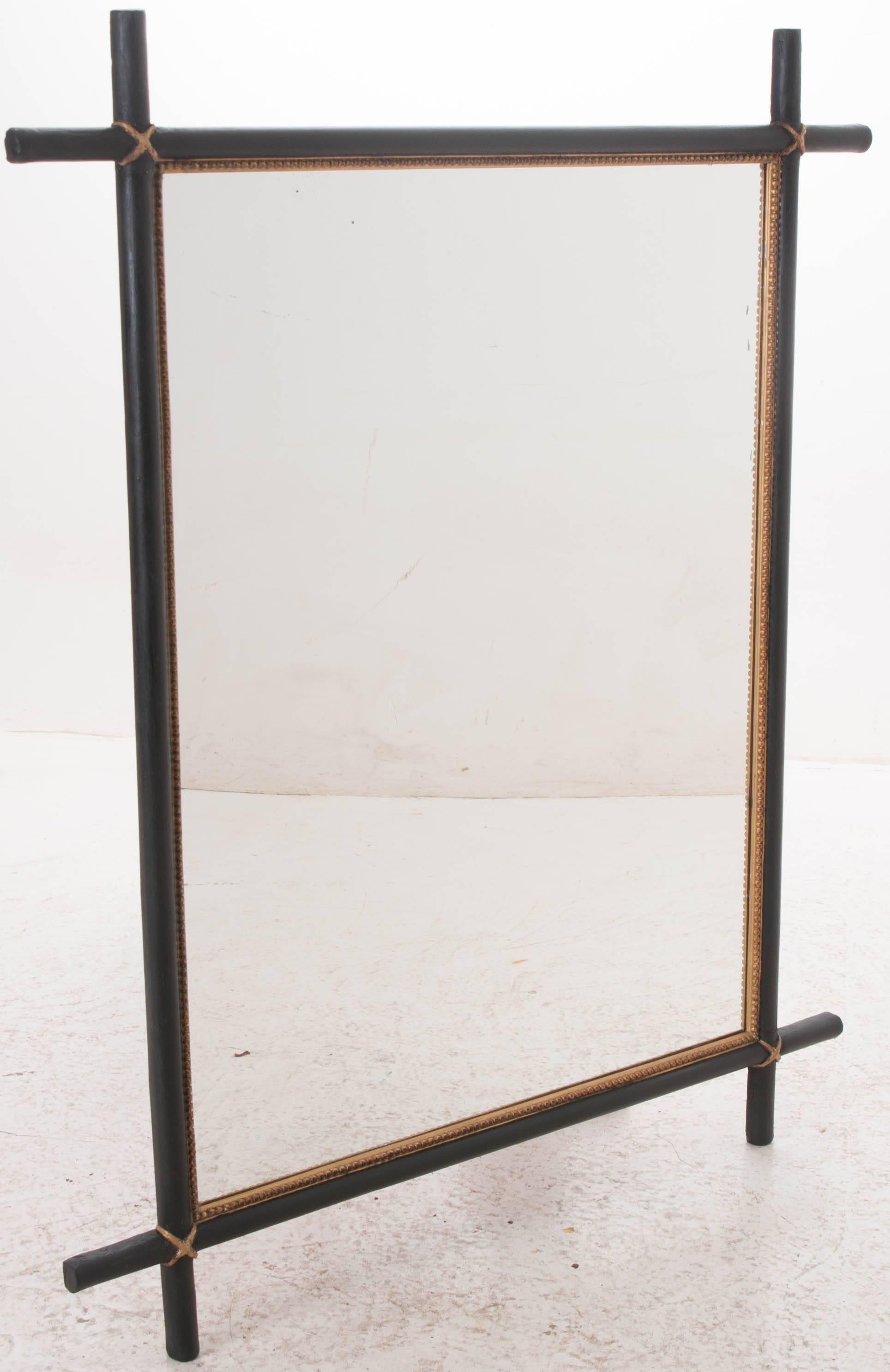 Pair of French 19th Century Ebonized and Parcel-Gilt Mirrors 1