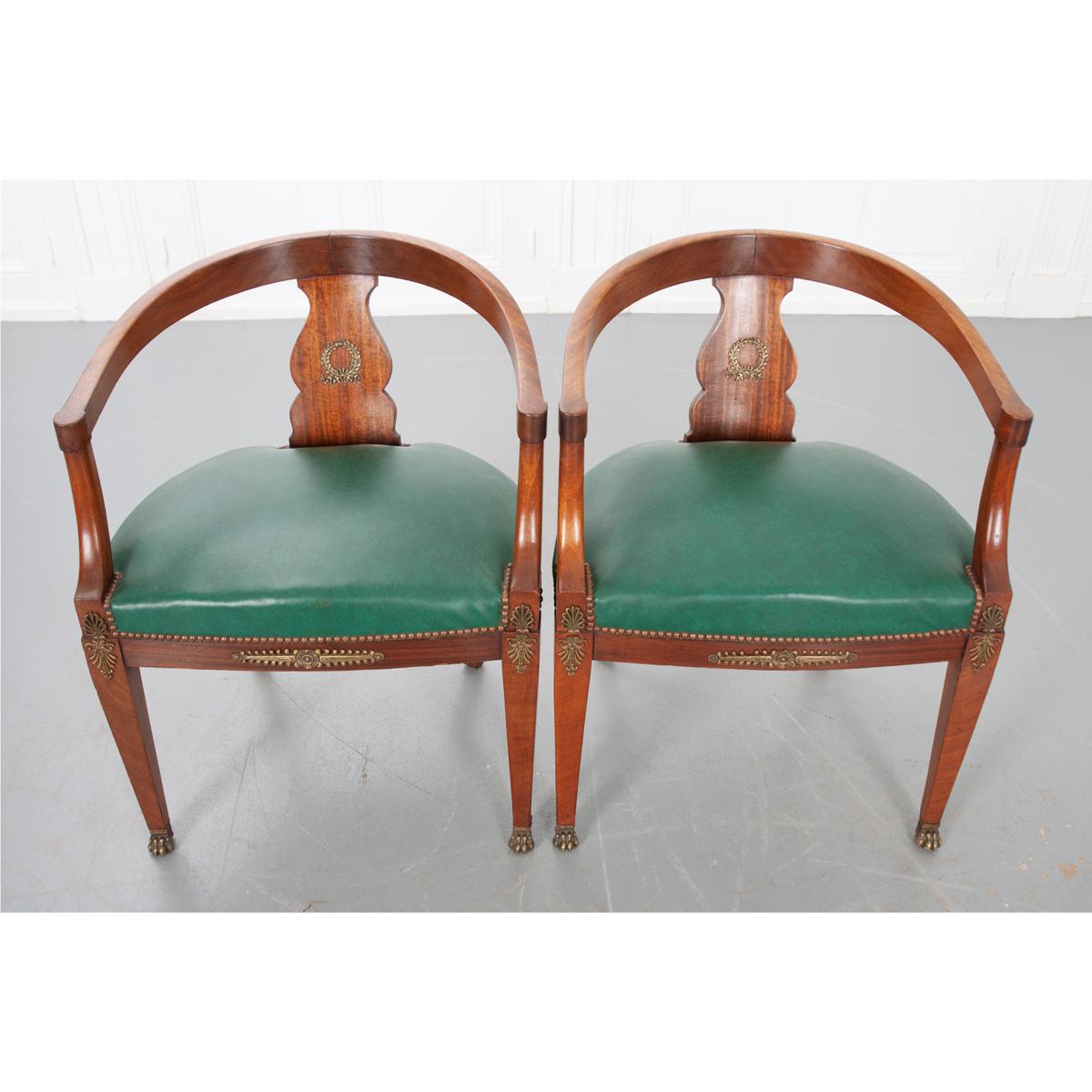 Mahogany Pair of French 19th Century Empire Chairs