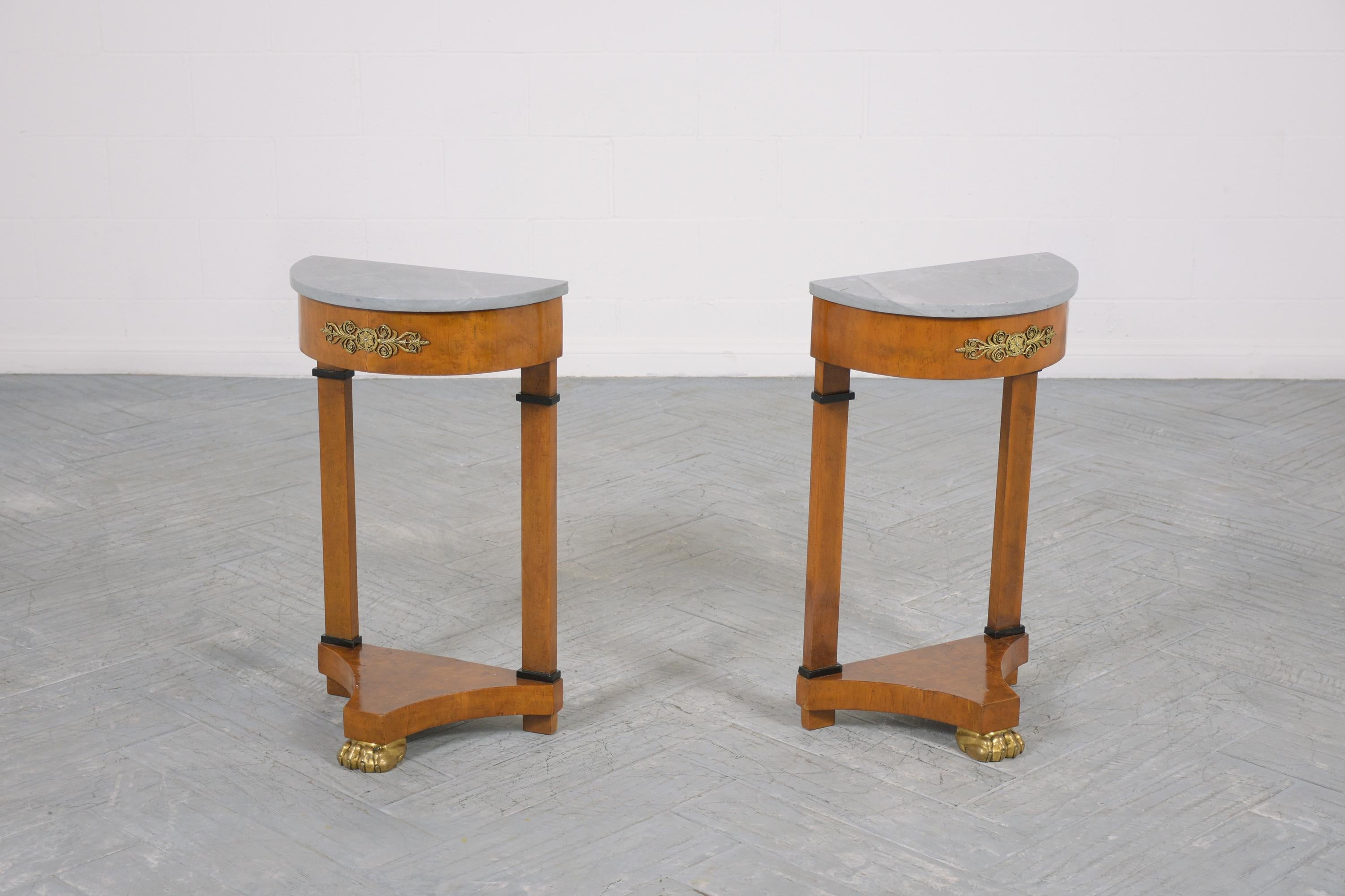 Brass Antique Demilune Side Tables