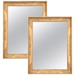 Pair of French 19th Century Empire Gold Gilt Mirrors