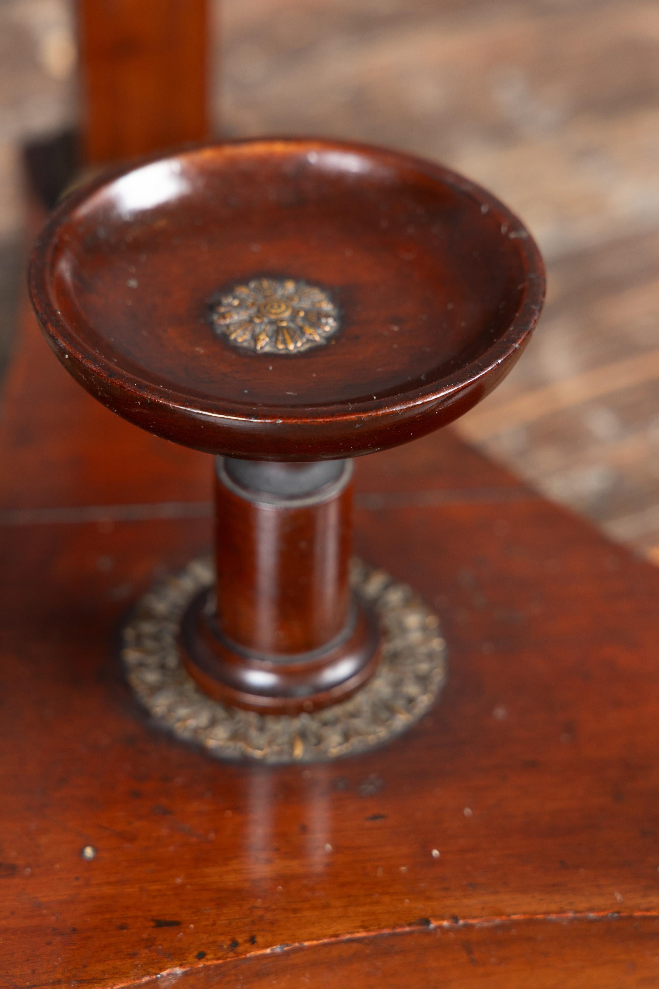 Pair of French 19th century Empire Round Tables, Napoleon Painted Plate at Top For Sale 7