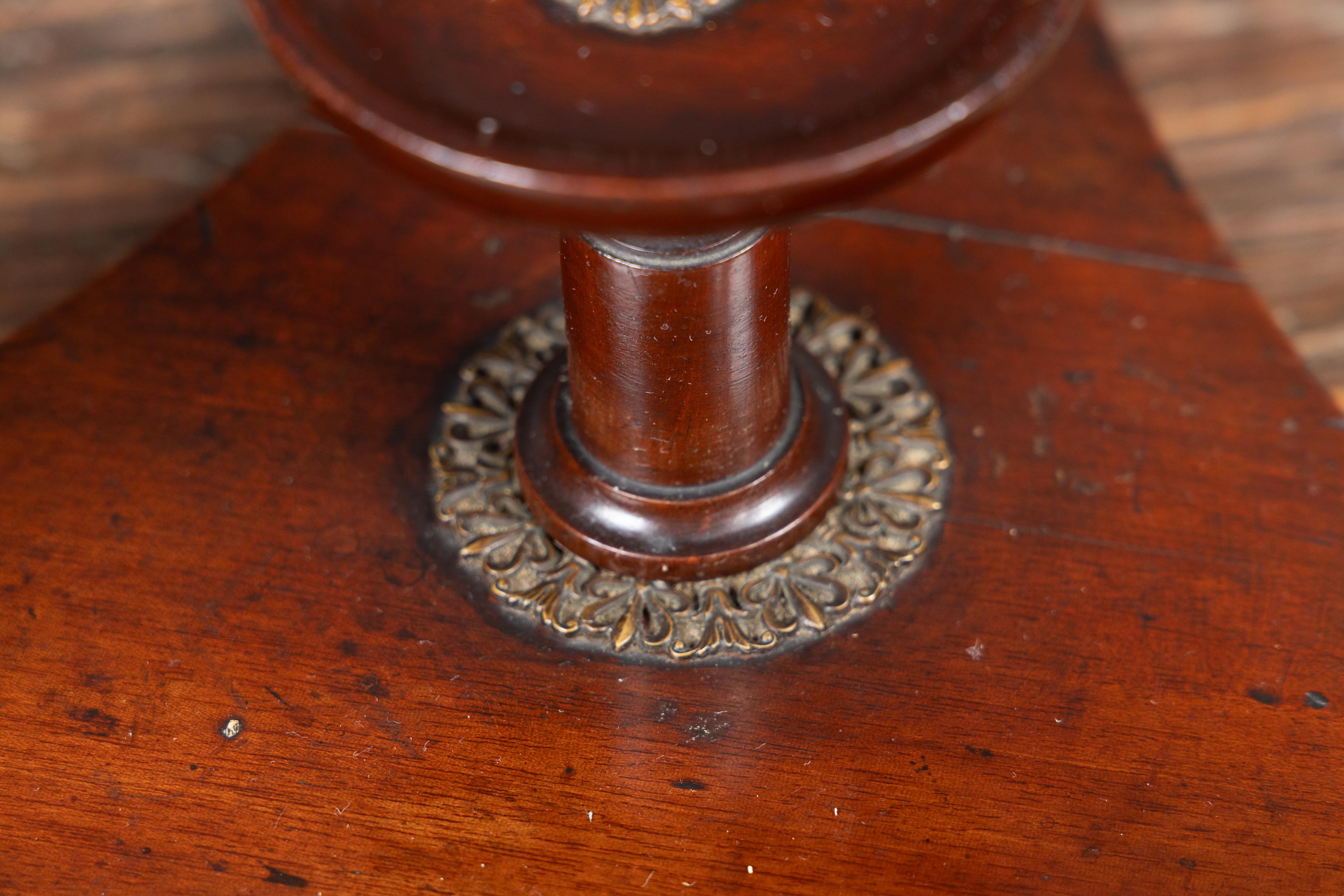 Pair of French 19th century Empire Round Tables, Napoleon Painted Plate at Top For Sale 8