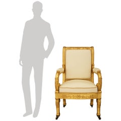 pair of French 19th century Empire st. Giltwood armchairs
