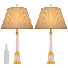 pair of French 19th century Empire st. Glass and Ormolu lamps