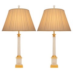 par de lámparas francesas del siglo xix de cristal y ormolu de estilo Imperio
