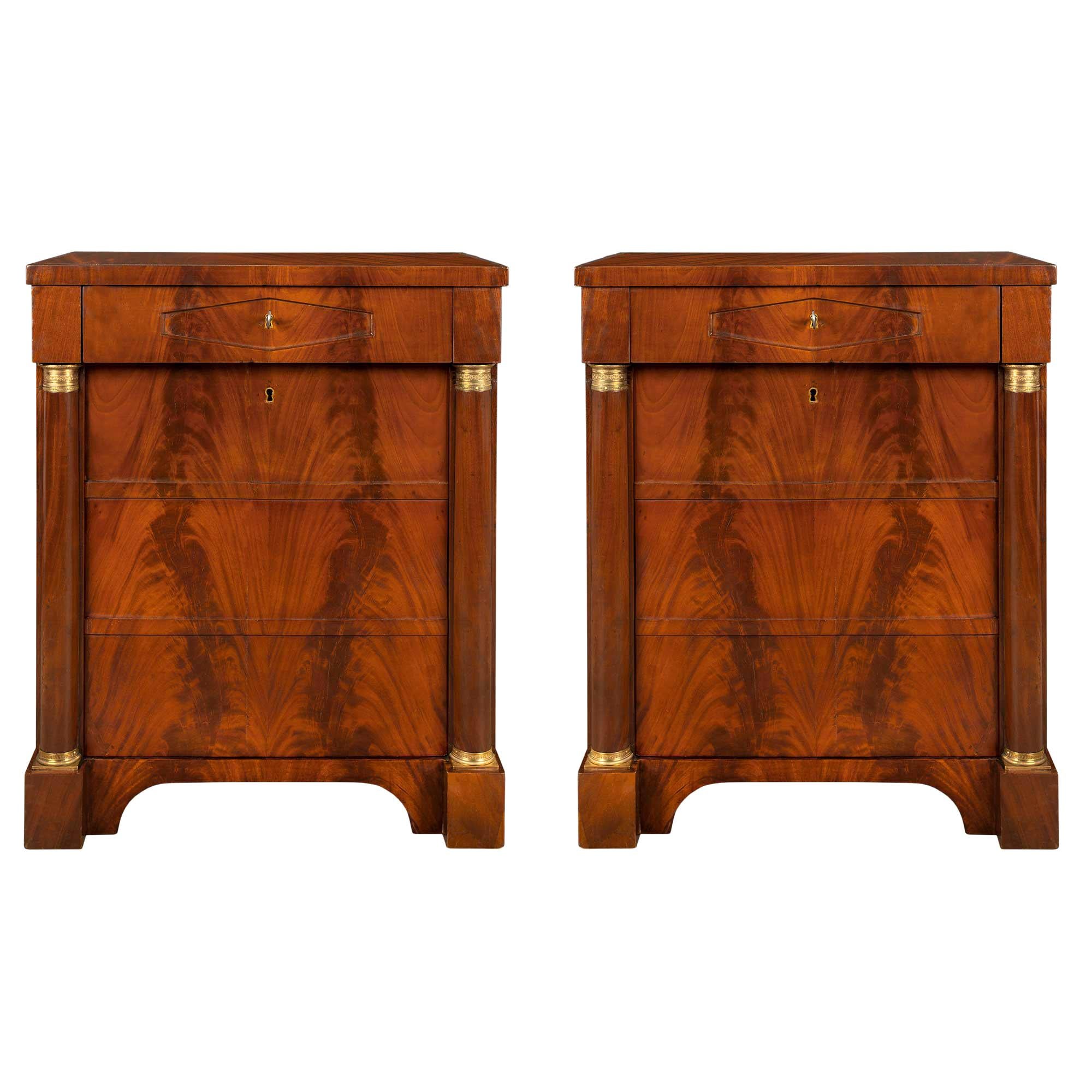 Pair of French 19th Century Empire St. Mahogany and Ormolu Chest