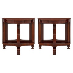 Pair of French 19th Century Empire St. Mirrored Mahogany Consoles