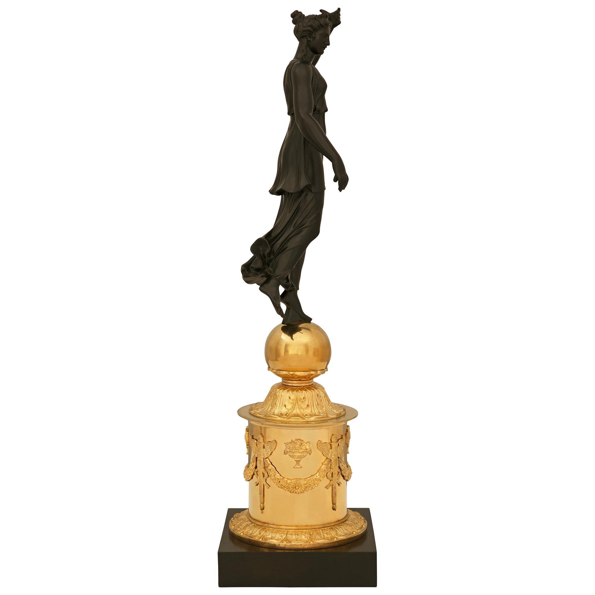 19th Century pair of French 19th century Empire st. Ormolu and patinated Bronze statues For Sale