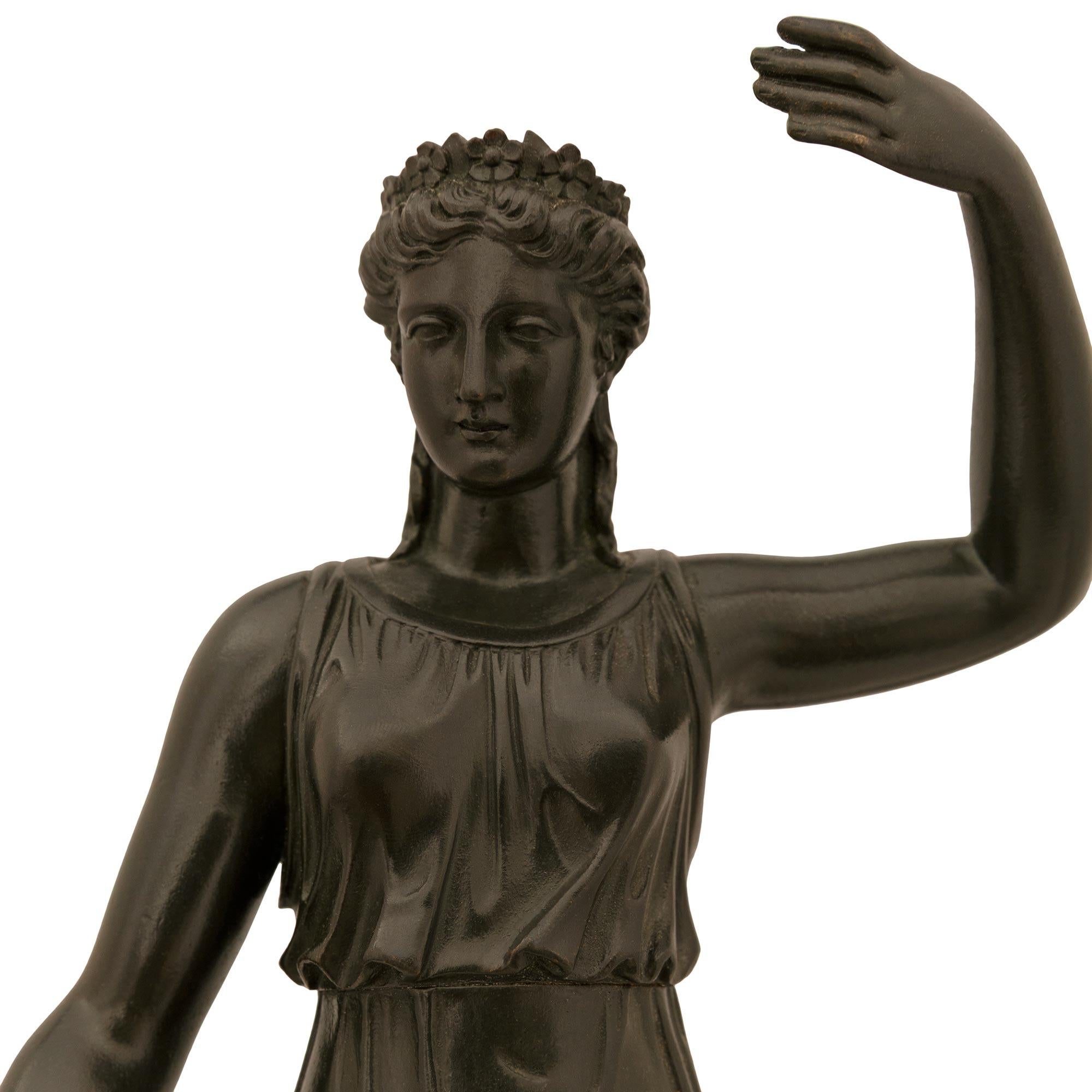 pair of French 19th century Empire st. Ormolu and patinated Bronze statues For Sale 1