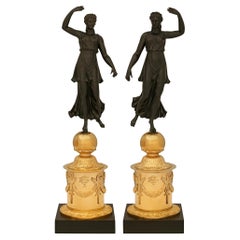 pair of French 19th century Empire st. Ormolu and patinated Bronze statues