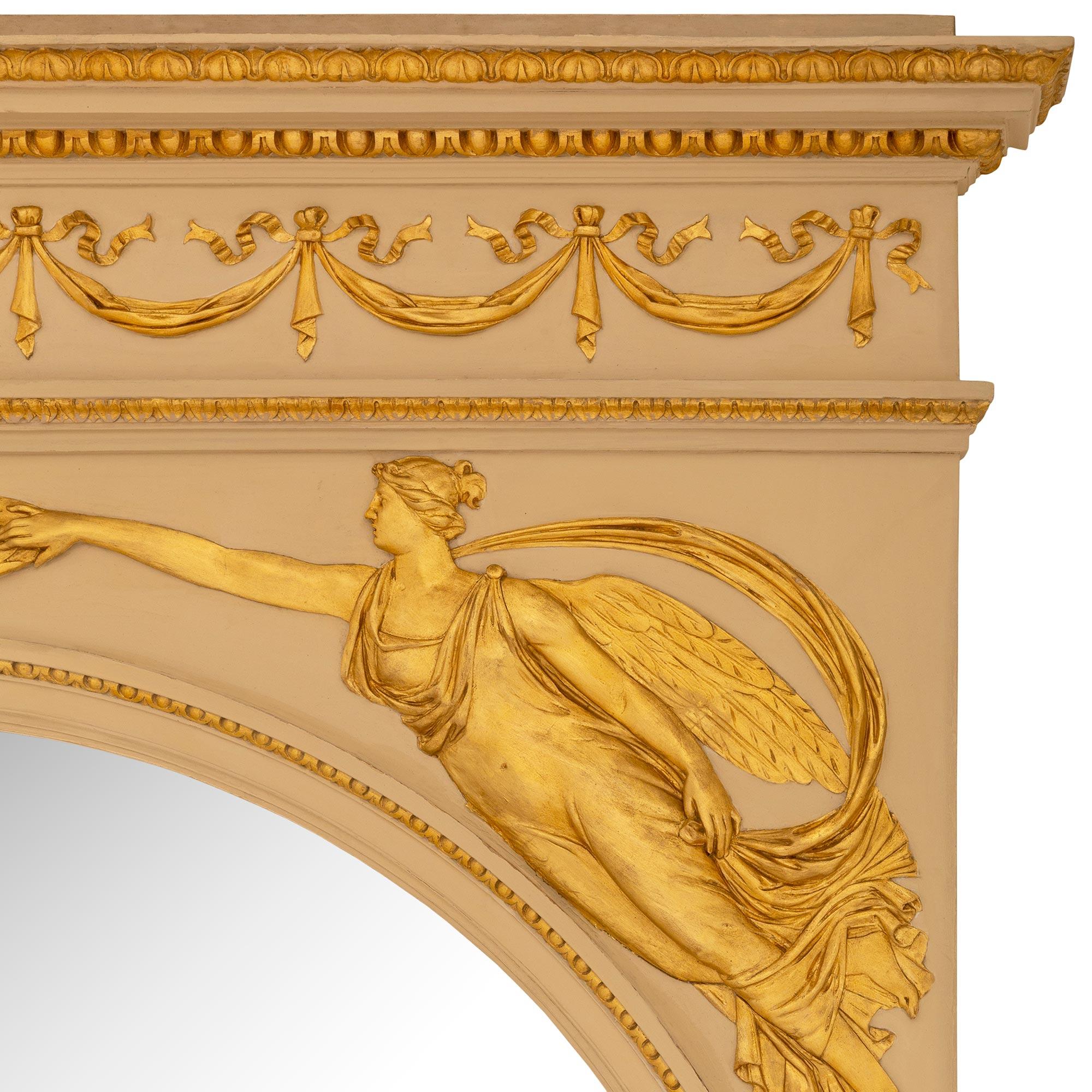 Paire de miroirs en bois doré et patiné de style Empire du XIXe siècle Bon état - En vente à West Palm Beach, FL
