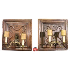 Coppia di lampade a pannello in noce di Normandia del XIX secolo francese
