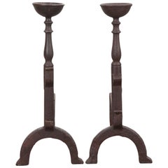 Pair of French 19th Century Forged Andirons
