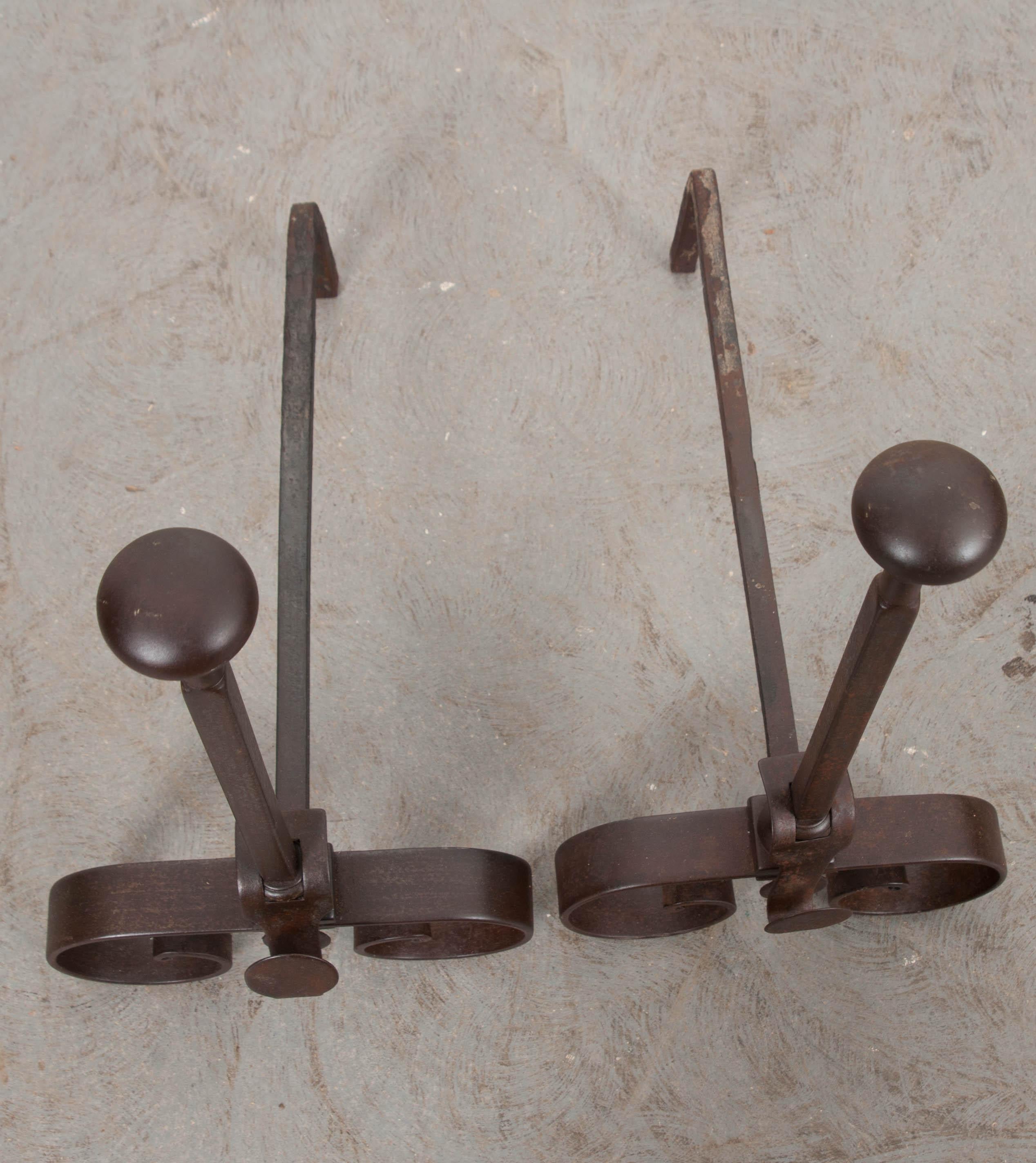 Pair of French 19th Century Forged-Iron Andirons 1