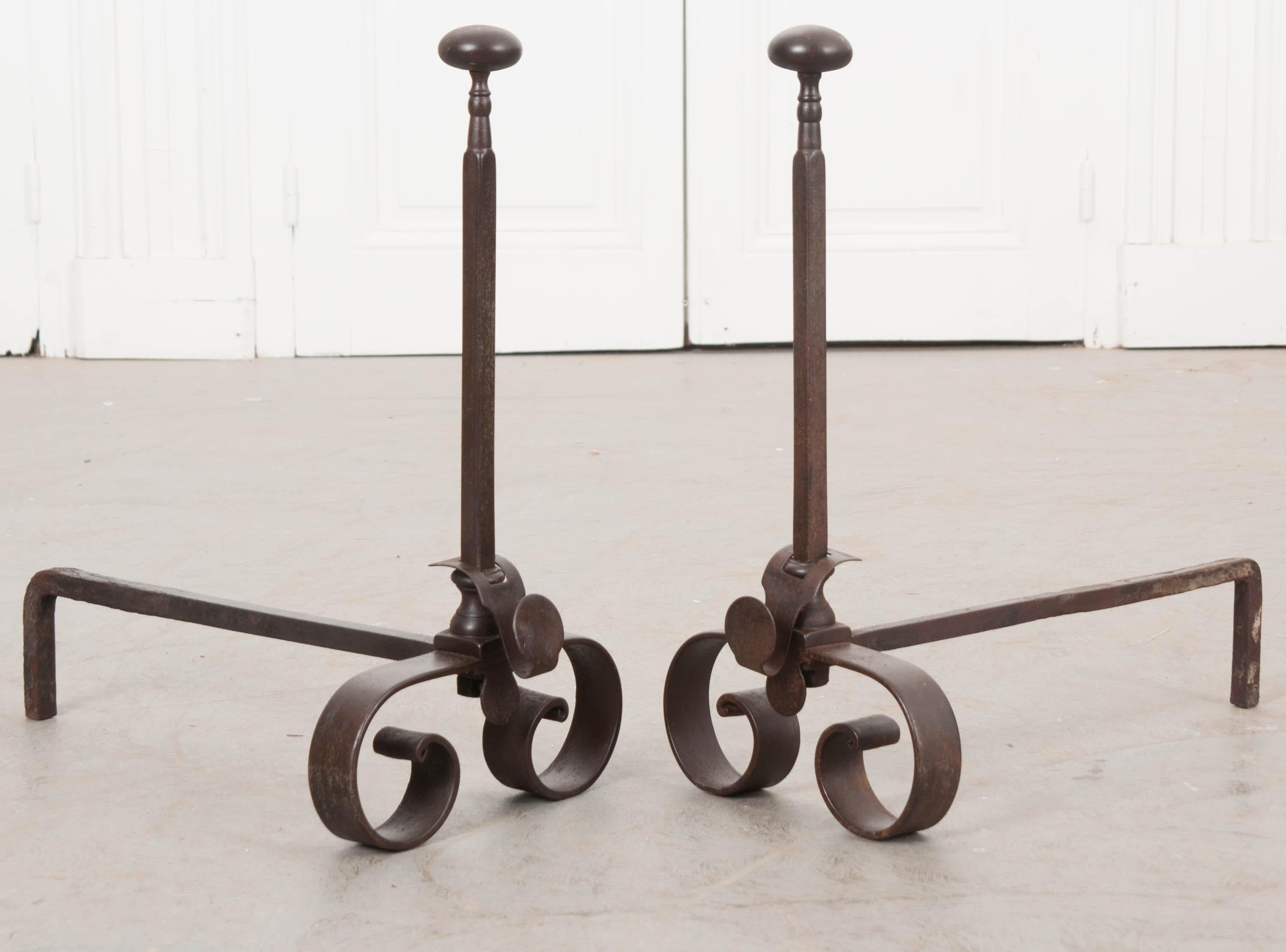 Pair of French 19th Century Forged-Iron Andirons 2