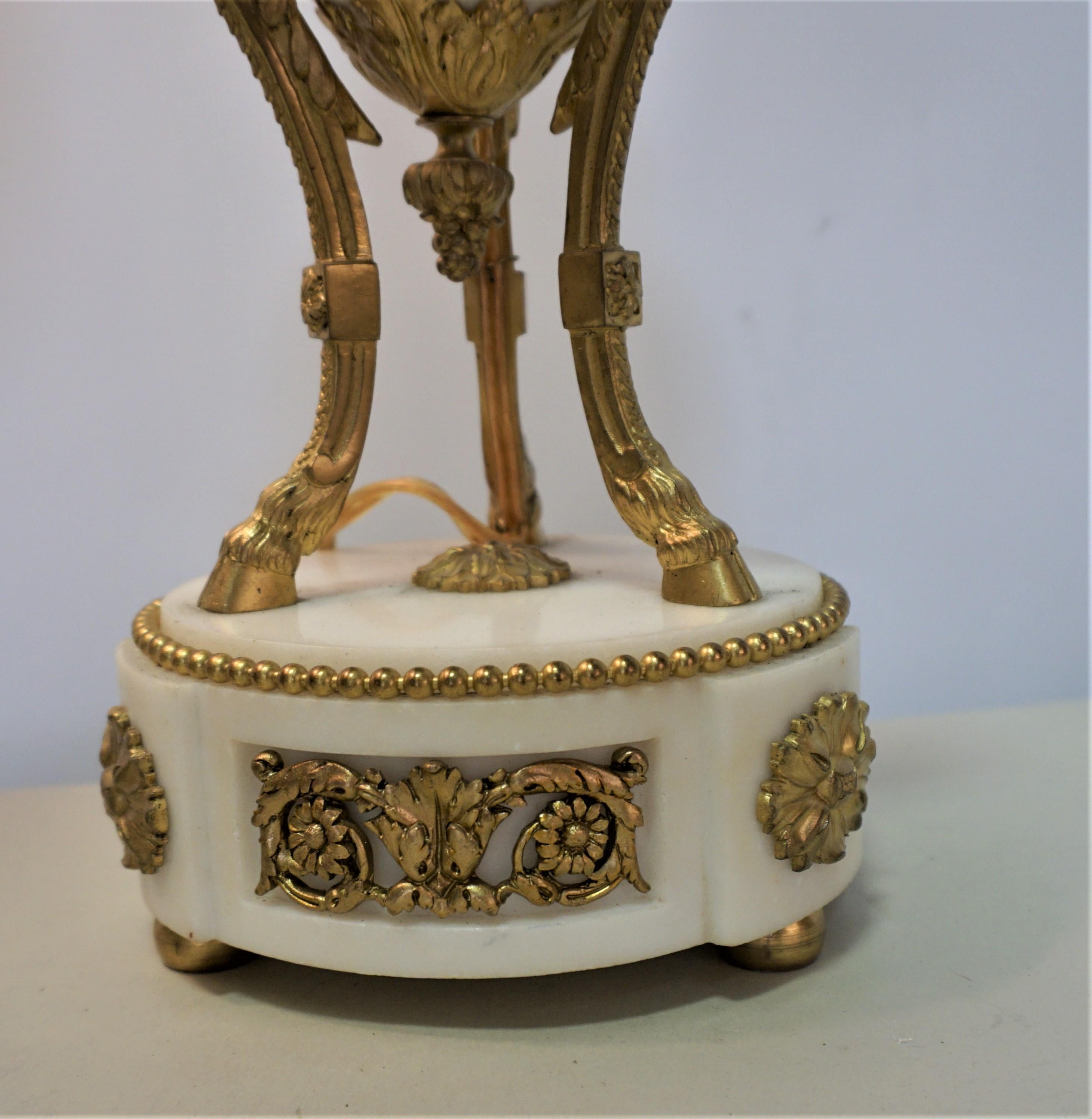 Pair of French, 19th Century Gilt Bronze and Marble Urn Lamps 2