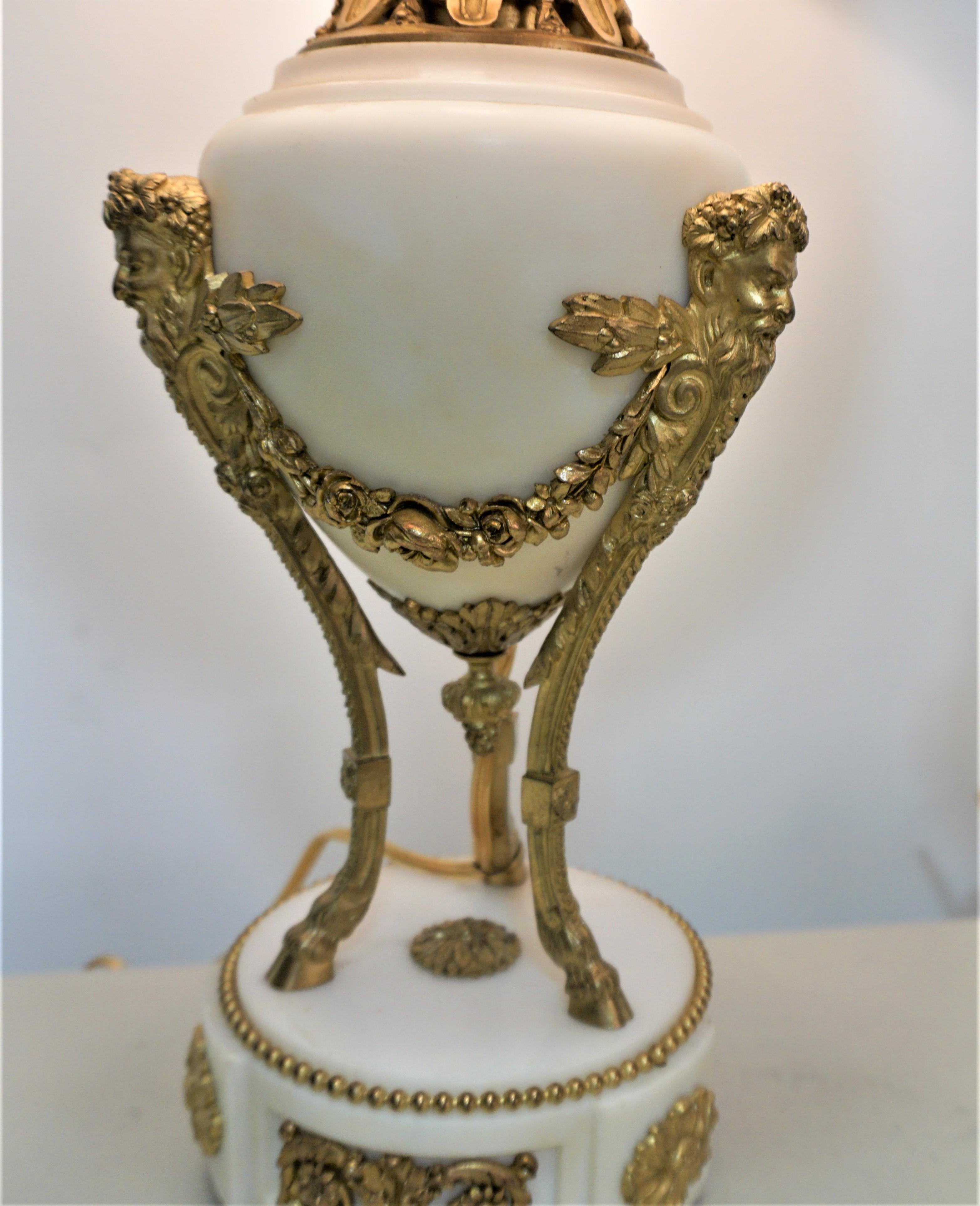 Pair of French, 19th Century Gilt Bronze and Marble Urn Lamps 4