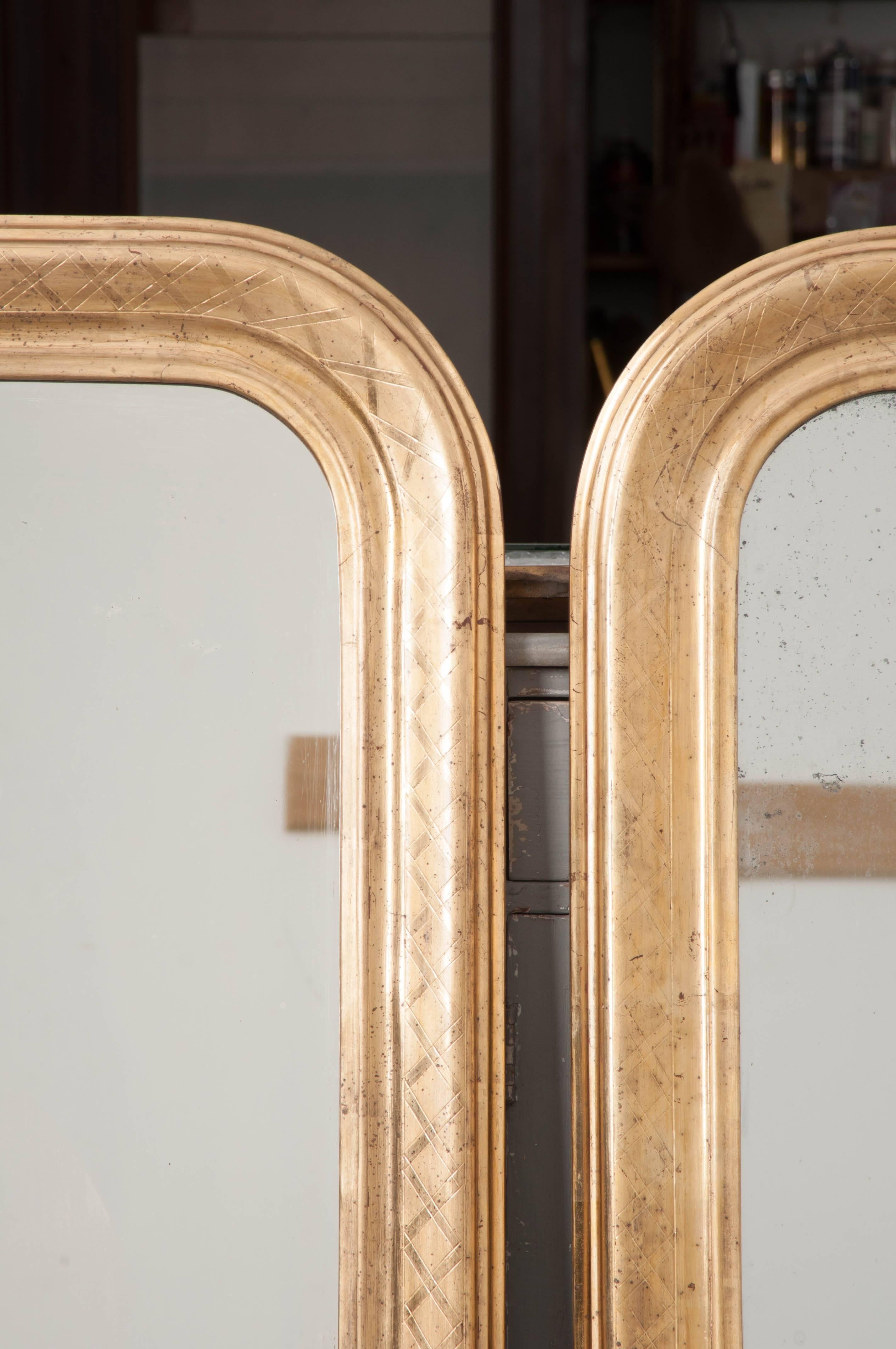 Pair of French 19th Century Gold Gilt Louis Philippe Mirrors 1