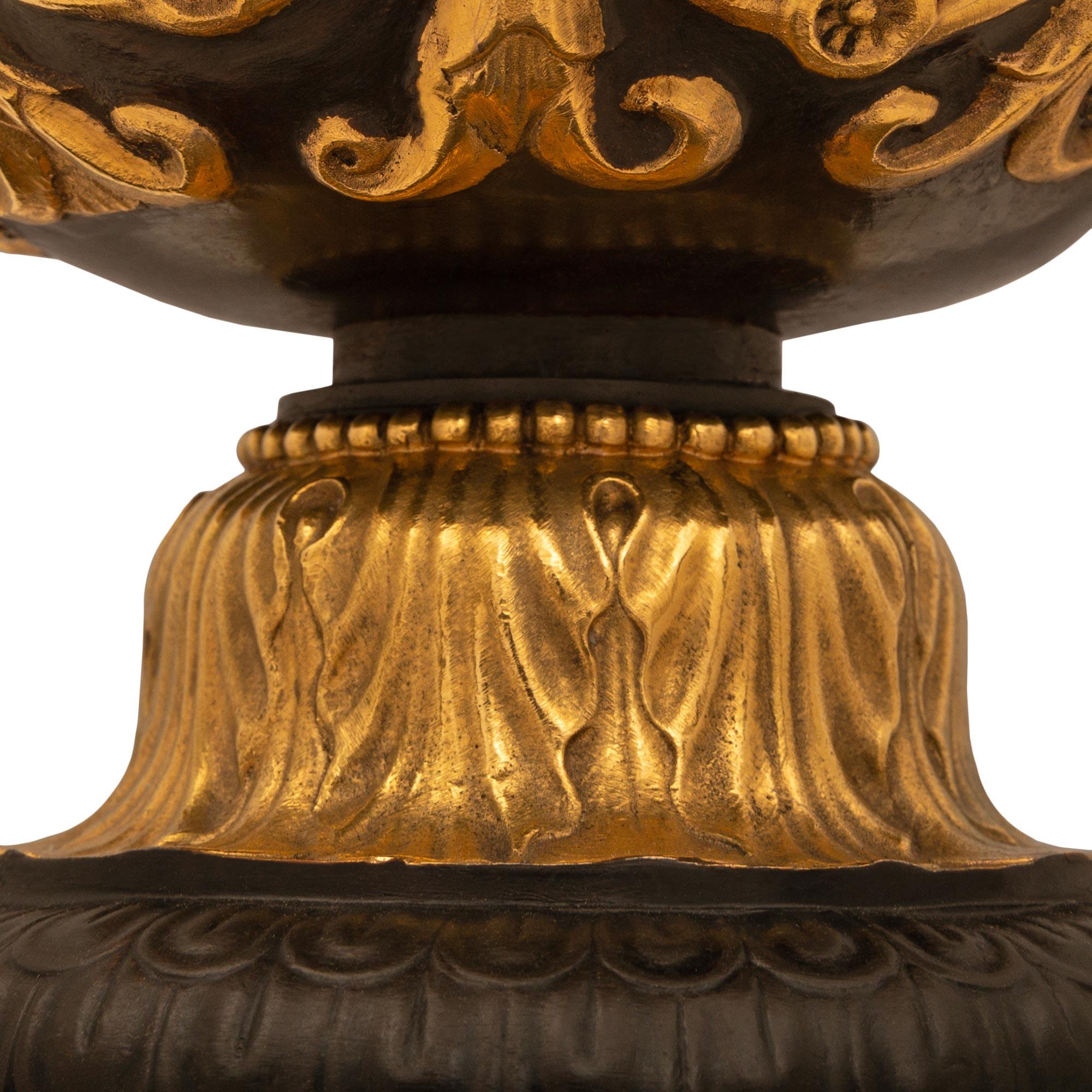 Pair Of French 19th Century Grand Tour Period Bronze, Ormolu, And Marble Lamps For Sale 3