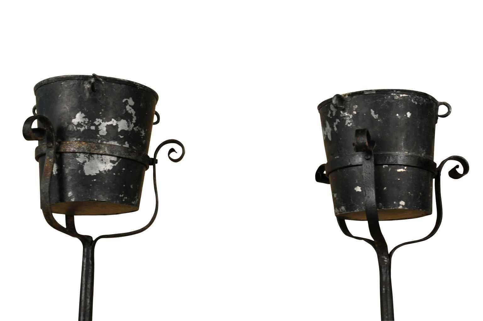 Pair of French 19th Century Iron Torcheres, Floor Standing Candelabras In Good Condition In Atlanta, GA
