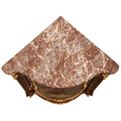 Pair of French 19th Century Japanese Lacquer and Marble Encoignure Cabinets