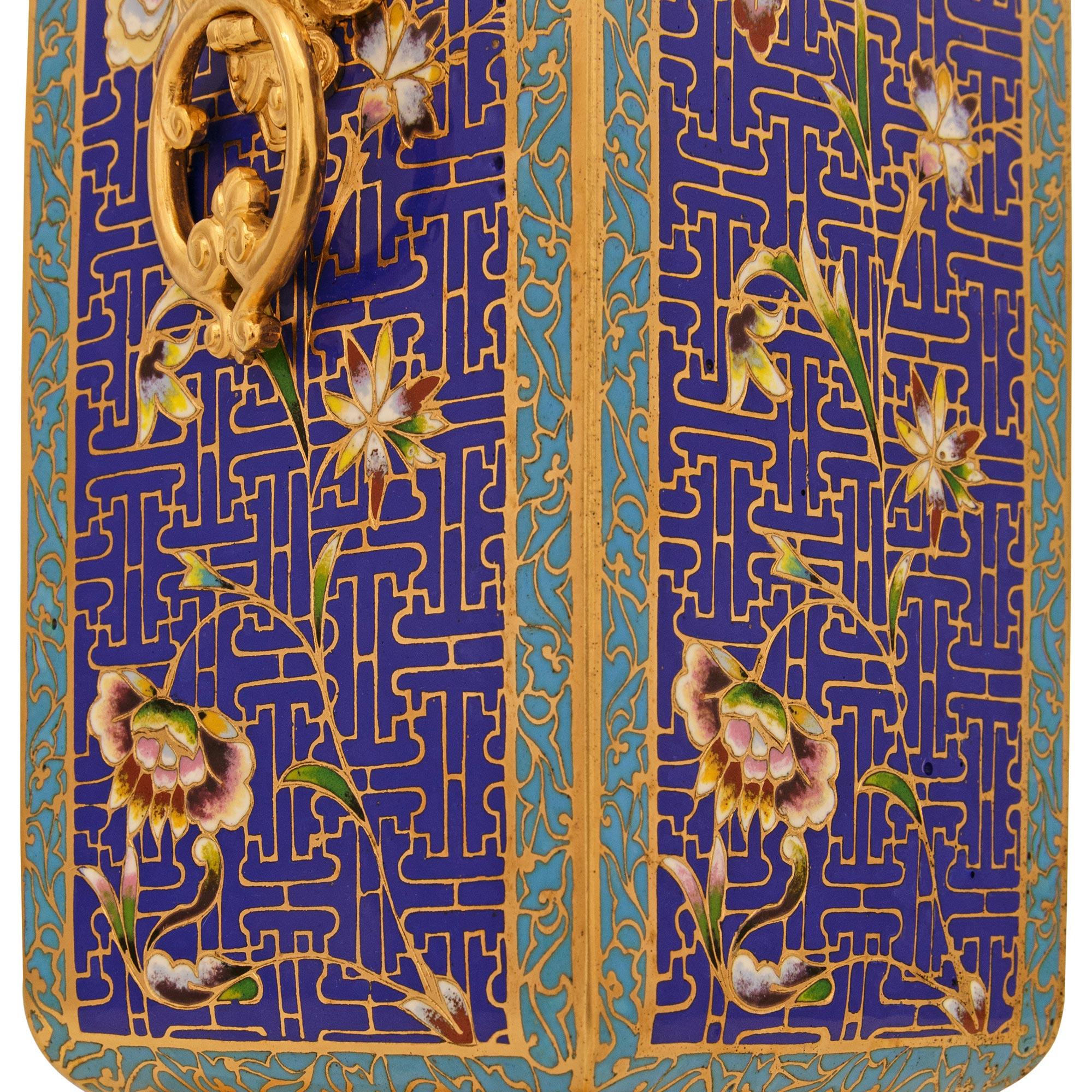 coppia di vasi francesi Japonisme st. Cloisonné e Ormolu del XIX secolo in vendita 2