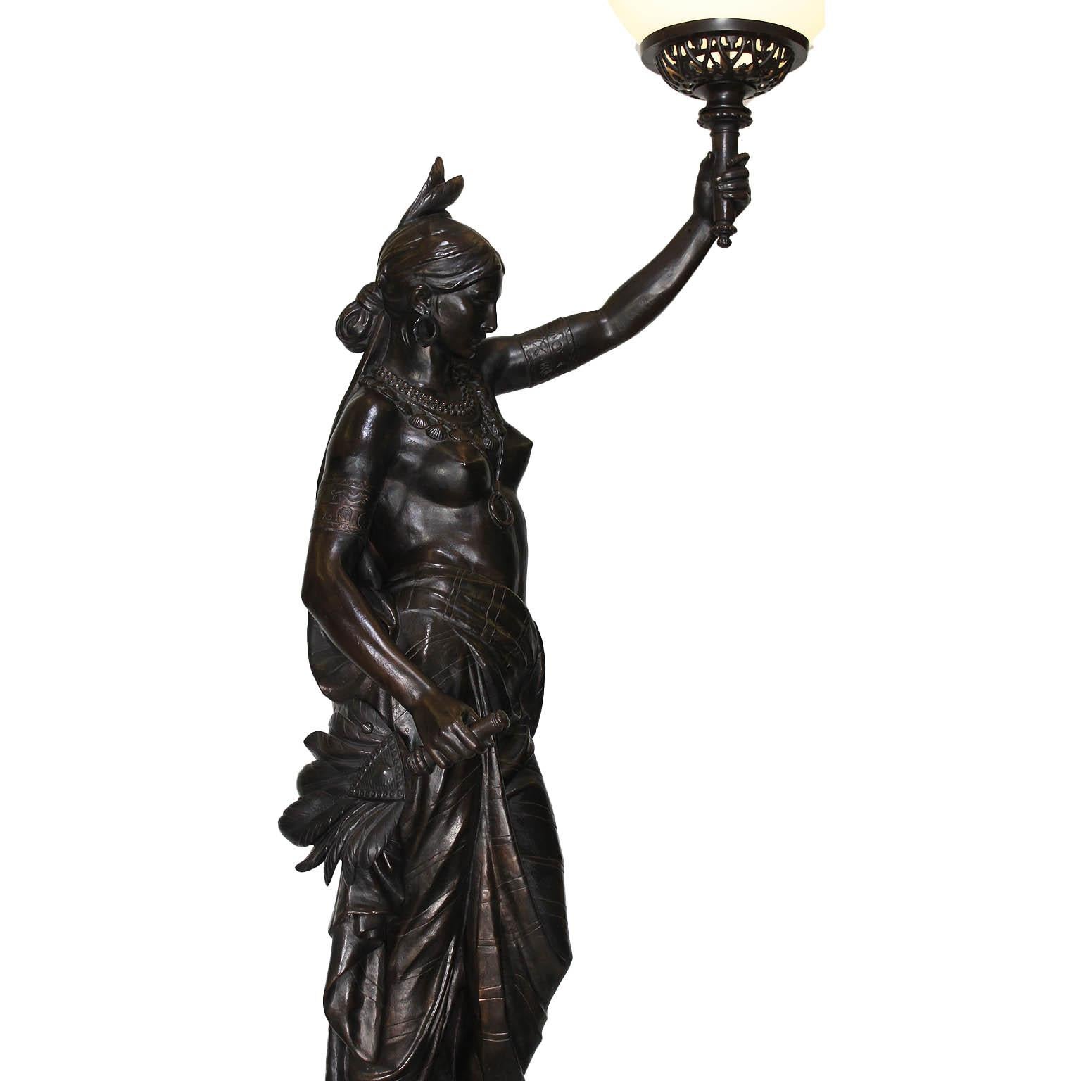 Coppia di torce scultura in ferro fuso a grandezza naturale del XIX secolo, Val d'Osne in vendita 3