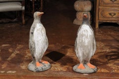 Pair of French 19th Century Lifesize Penguin Sculptures with Weathered Finish