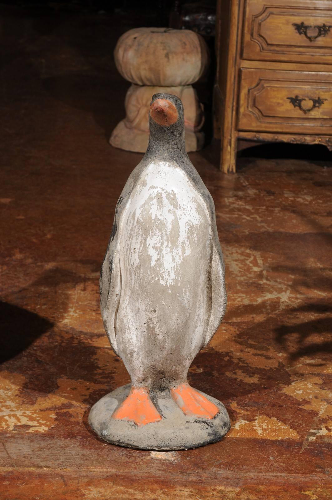 Pair of French 19th Century Lifesize Penguin Sculptures with Weathered Finish In Good Condition In Atlanta, GA