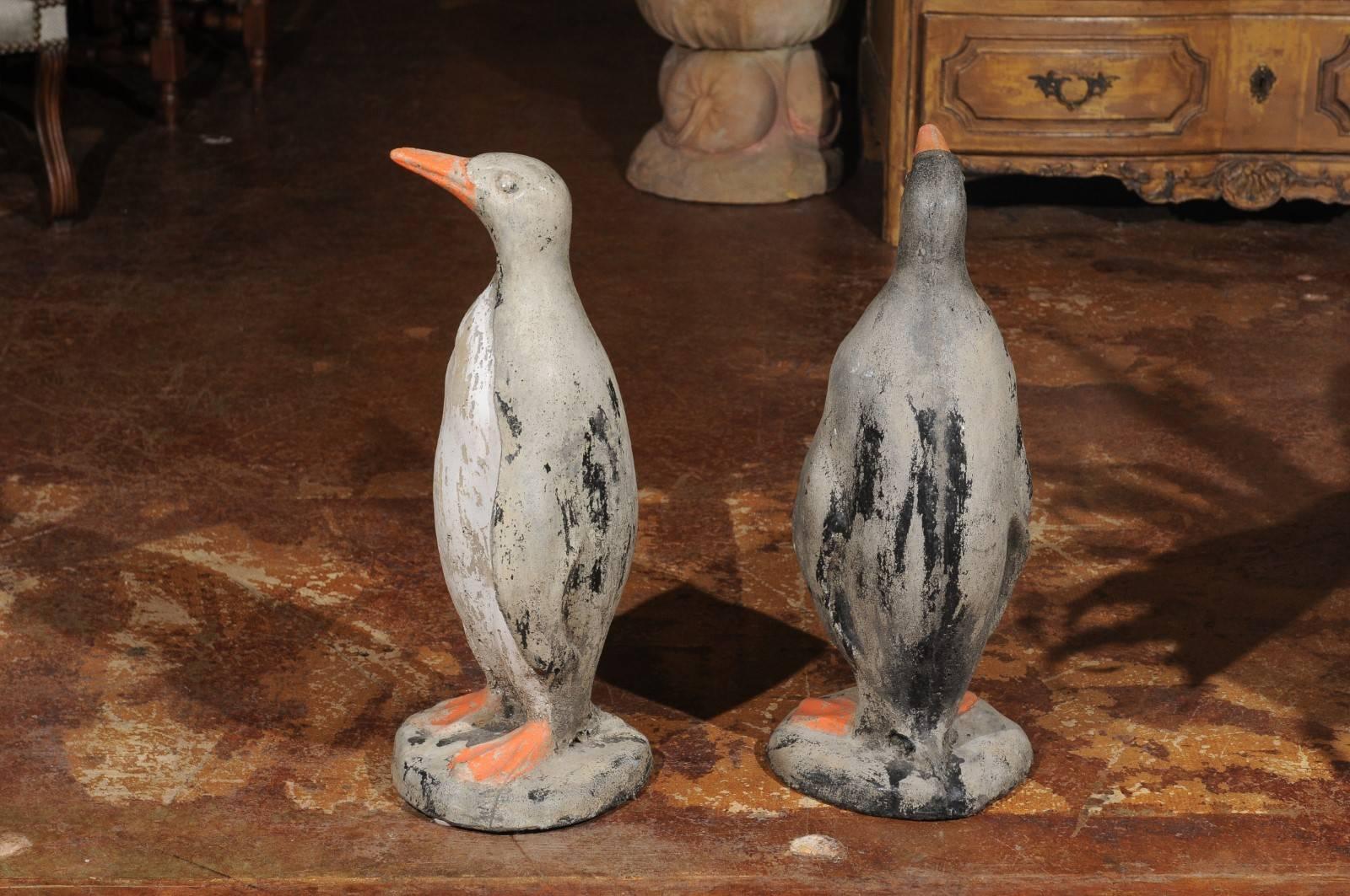 Pair of French 19th Century Lifesize Penguin Sculptures with Weathered Finish 2