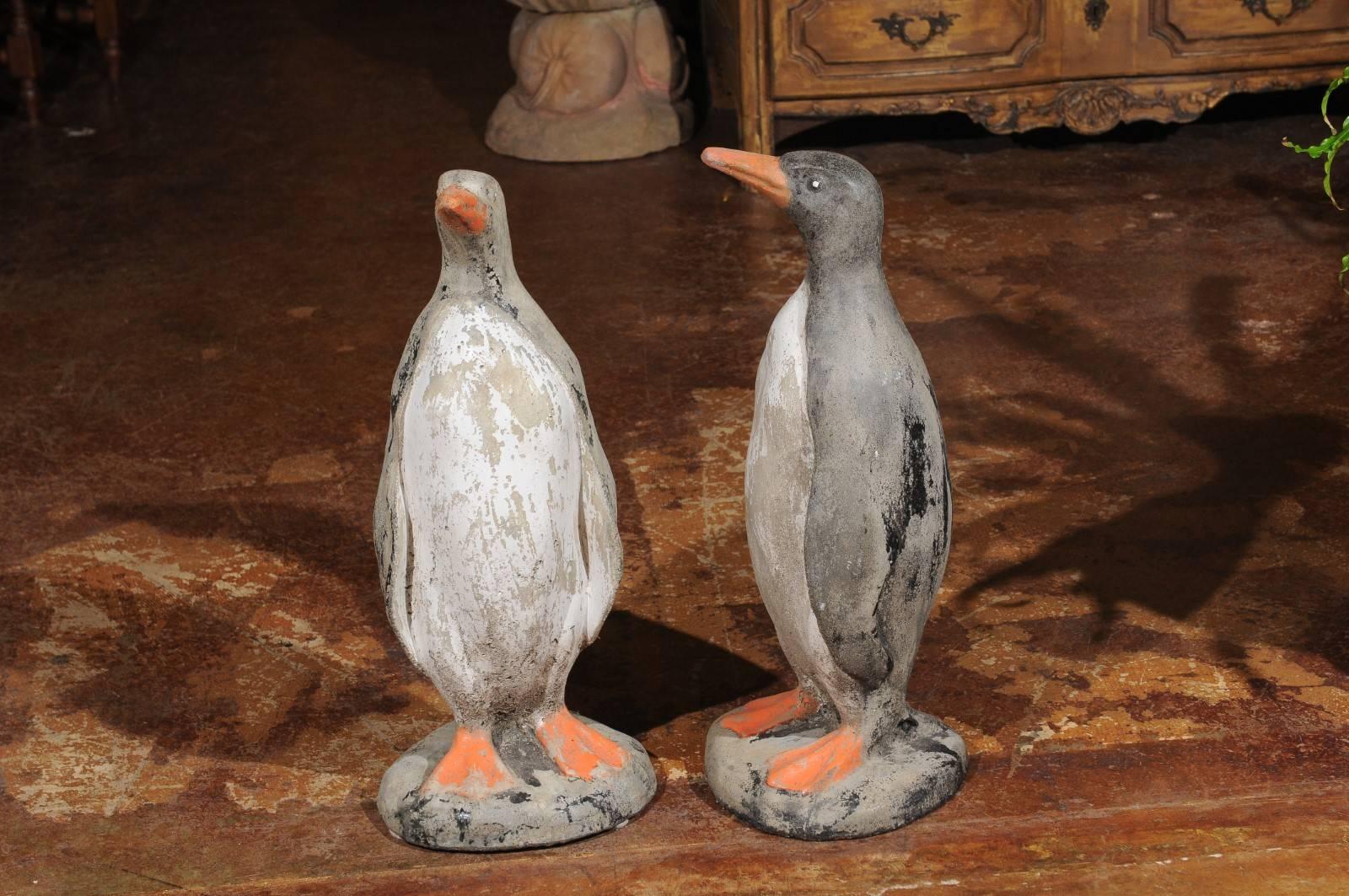 Pair of French 19th Century Lifesize Penguin Sculptures with Weathered Finish 3