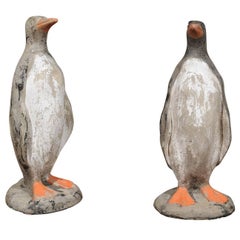 Pair of French 19th Century Lifesize Penguin Sculptures with Weathered Finish