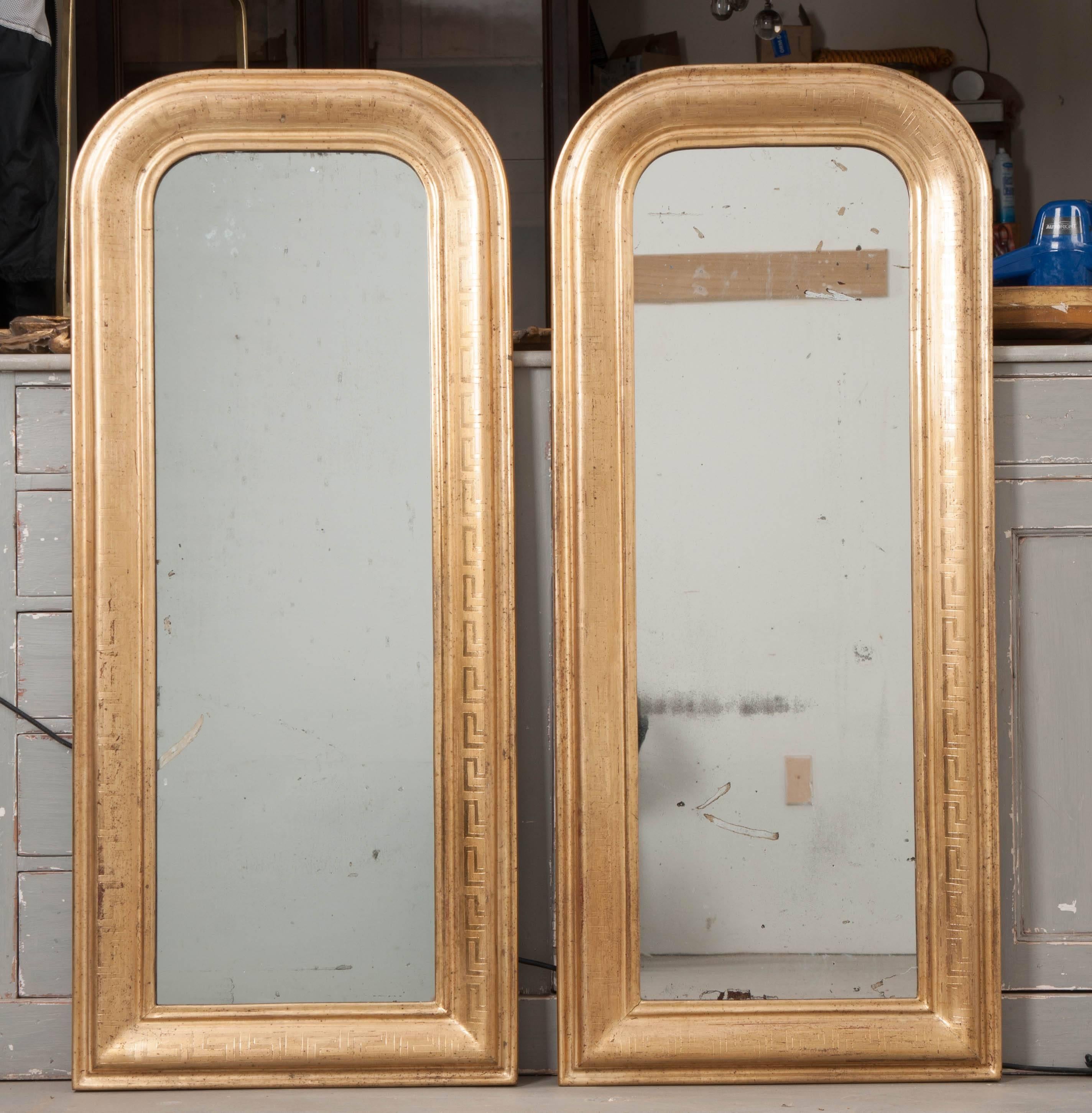 Pair of French 19th Century Louis Philippe Gold Gilt Mirrors at 1stDibs