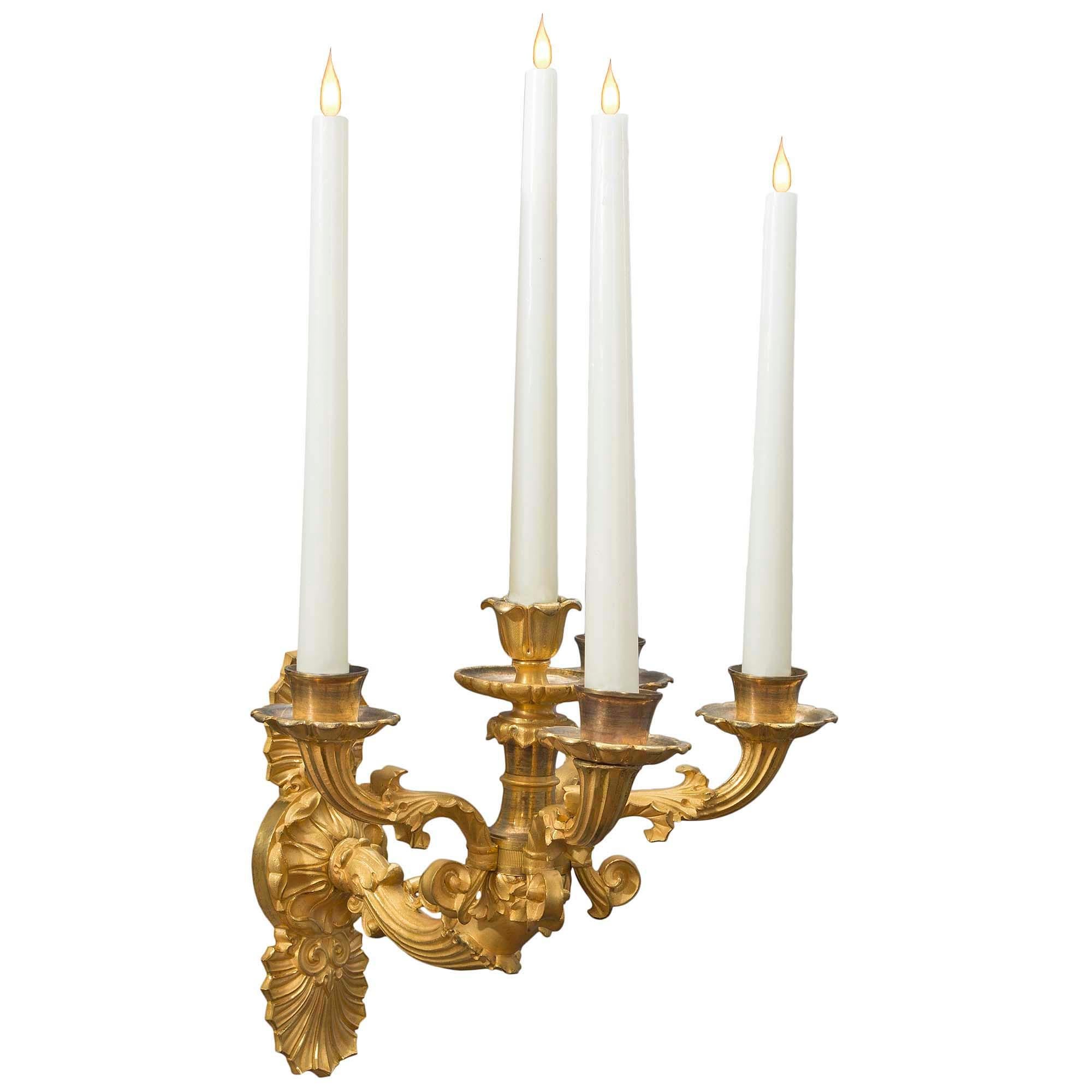 Pair of French 19th Century Louis Philippe St. Ormolu Sconces In Good Condition For Sale In West Palm Beach, FL