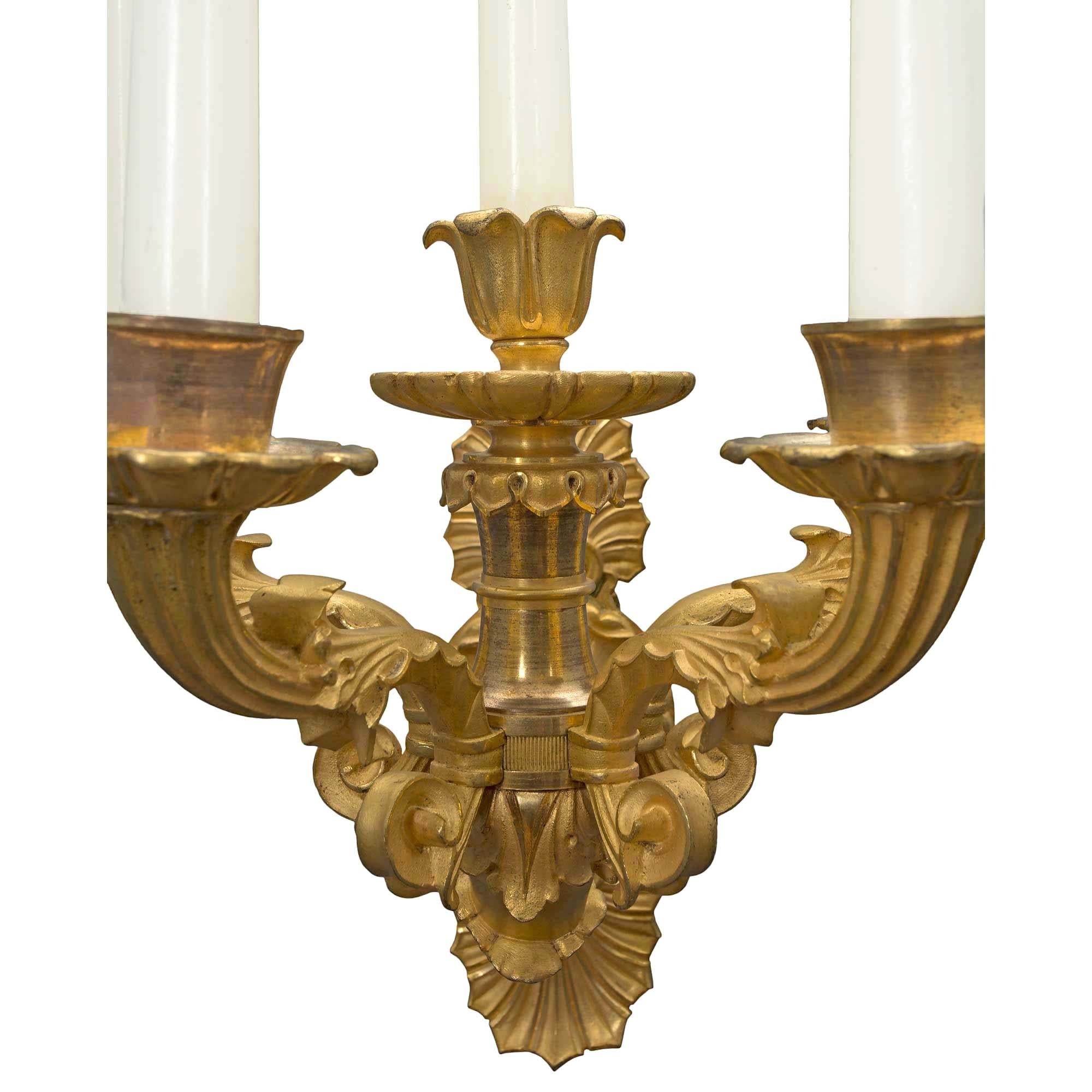 Pair of French 19th Century Louis Philippe St. Ormolu Sconces For Sale 3
