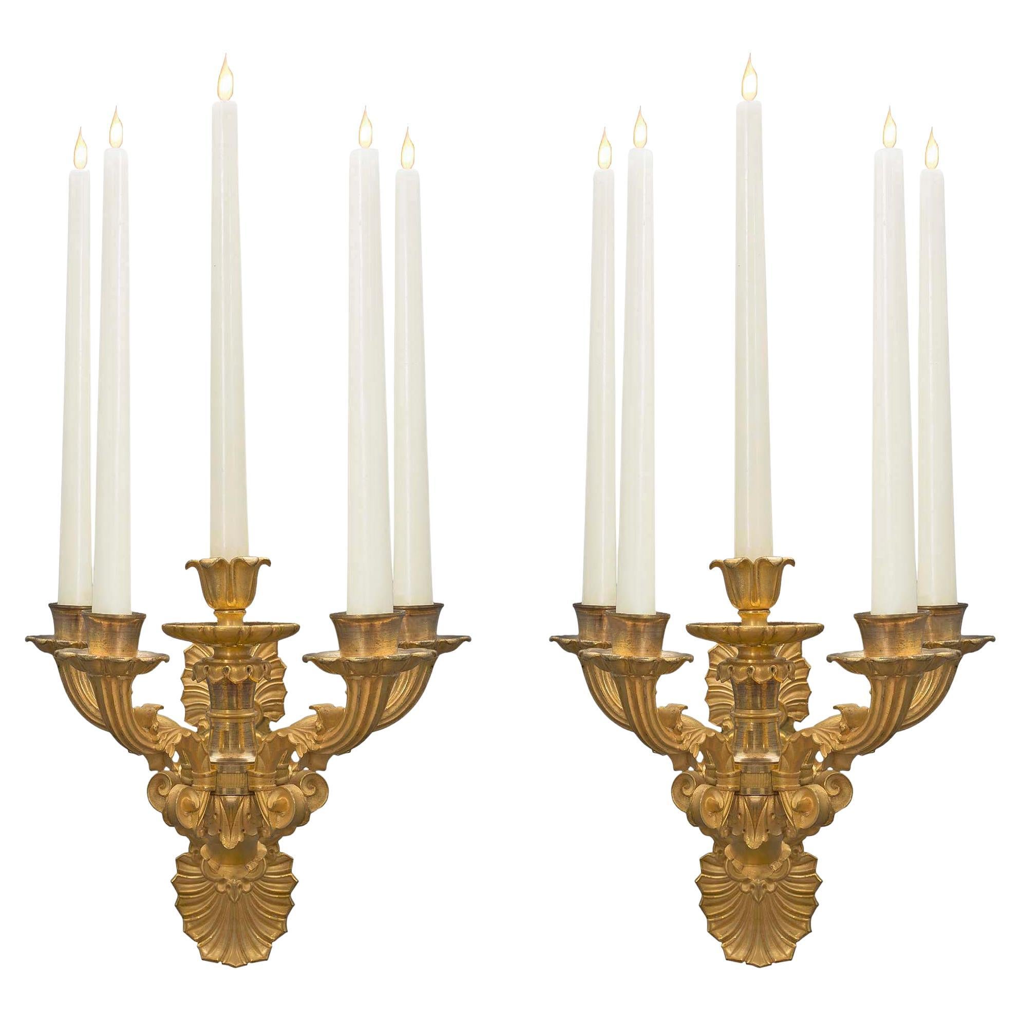 Pair of French 19th Century Louis Philippe St. Ormolu Sconces