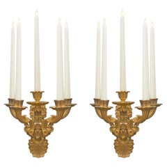 Antique Pair of French 19th Century Louis Philippe St. Ormolu Sconces