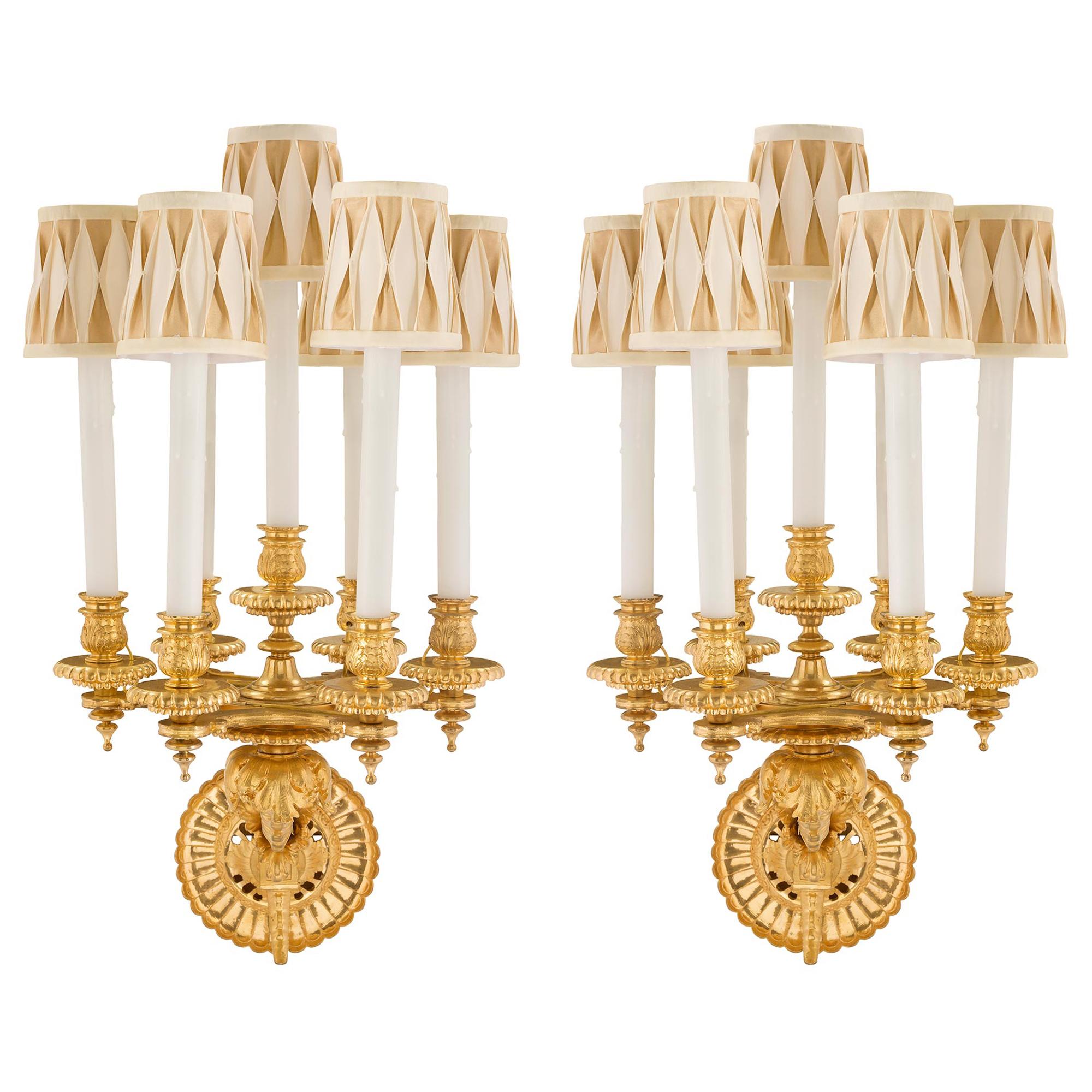 Pair of French 19th Century Louis Philippe St. Seven-Arm Ormolu Sconce For Sale