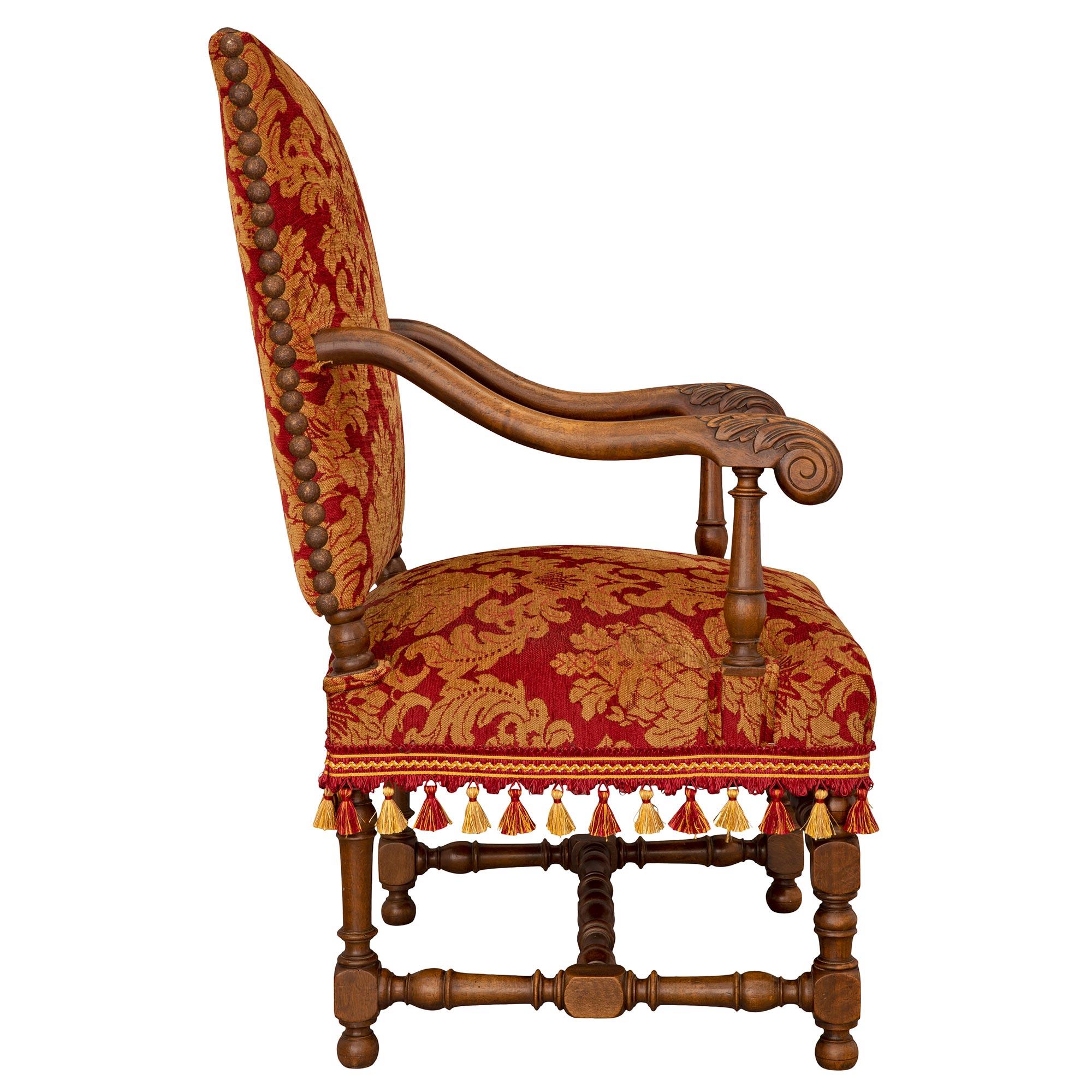 Pair Of French 19th Century Louis XIII St. Oak Armchairs In Good Condition For Sale In West Palm Beach, FL